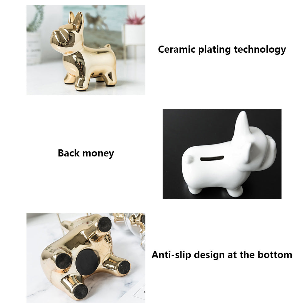 Jelimate Electroplating Dog Mannequin Pet Ornament Colorful Animal French Bulldog Puppy Piggy Bank European Luxury Living Room Decoration