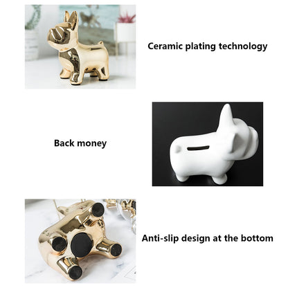 Jelimate Nordic Electroplating Dog Mannequin Pet Ornament Colorful Animal French Bulldog Puppy Piggy Bank European Luxury Living Room Study Hotel TV Wine Cabinet Office Home Decoration