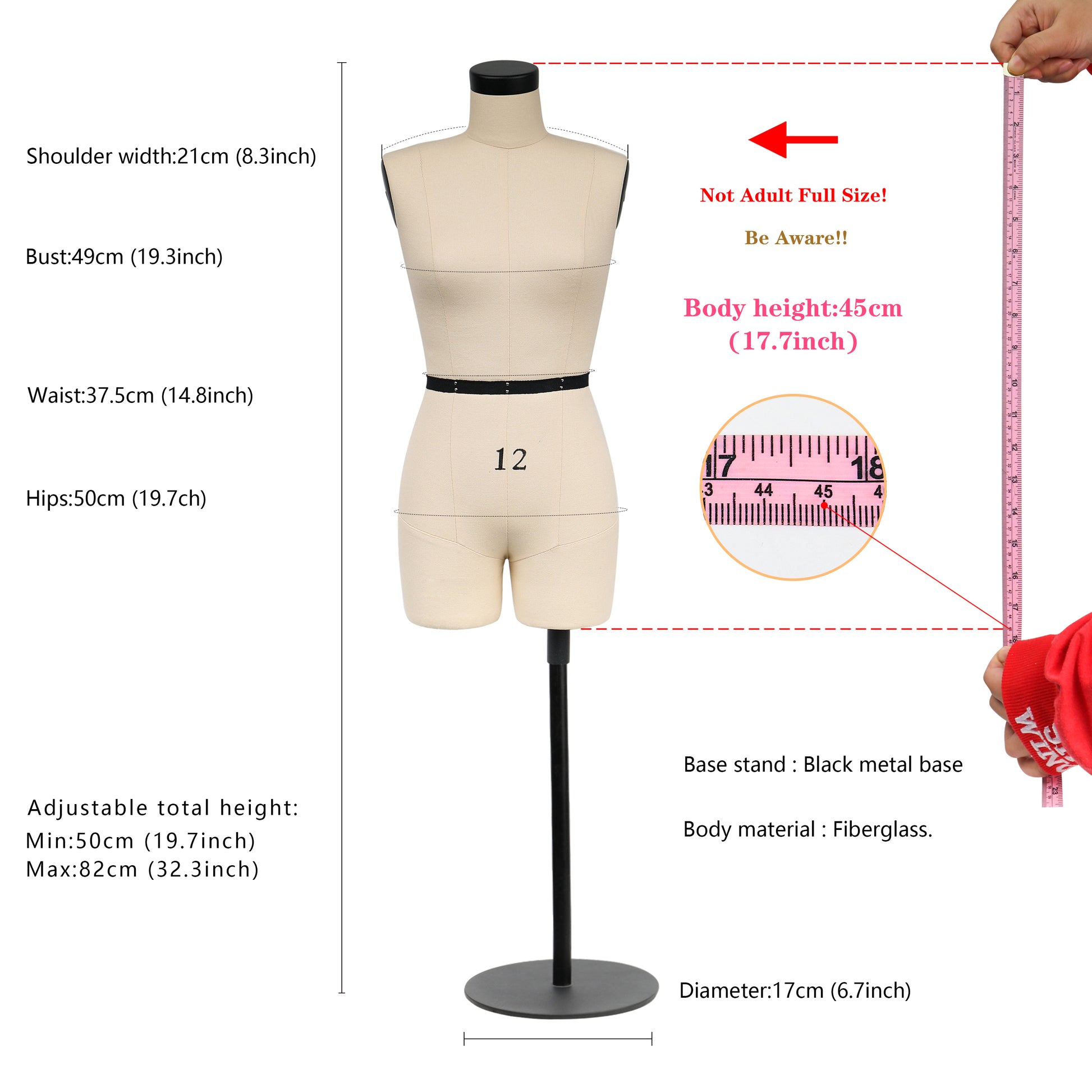 Size 4 Female Half Scale Dress Form Tailor Mannequin Sewing Dressmaker –  JELIMATE