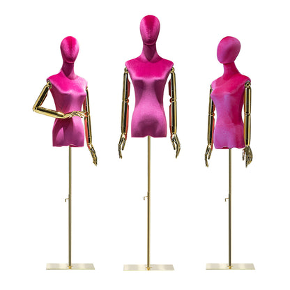 Jelimate Colorful Velvet Display Mannequin Torso Female,Velvet Dress Form With Gold Silver Hand,Window Display Wedding Dress Clothing  Dress Form