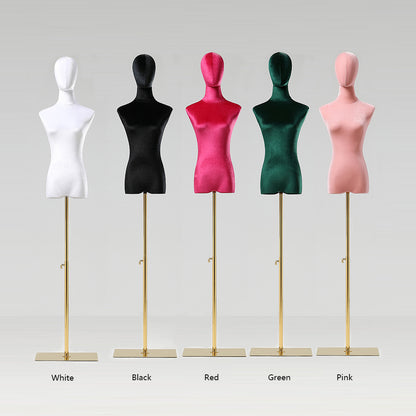 Jelimate Clothing Shop Female Torso Mannequin Dress Form Colorful Velvet Mannequin Torso Display Mannequin Female Body Clothing Display Dummy Wig Head Manikin