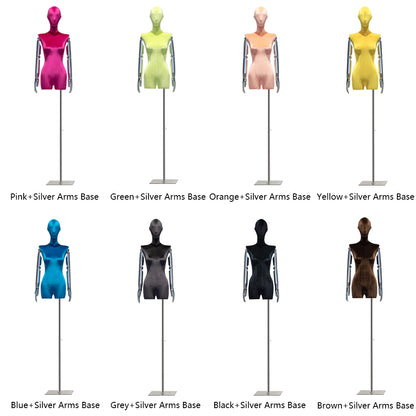 Jelimate Window Display Female Mannequin Upper Body,Silver Gold Mannequin Hand Manikin Head,Colorful Velvet Dress Form Clothing Display Dress Form