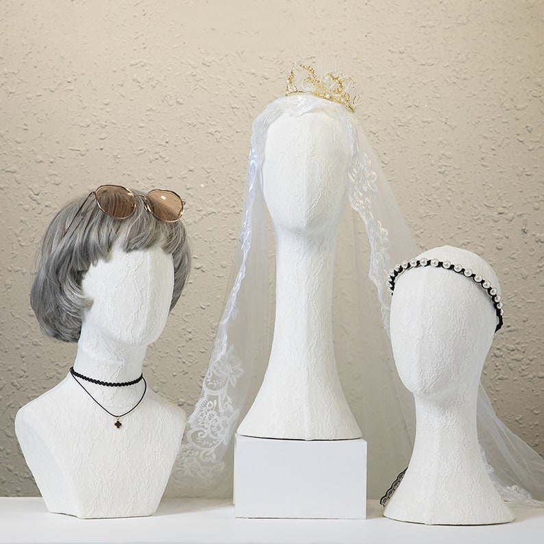 Jelimate Full Pinnable Linen Lace Velvet Mannequin Head Form,Wig Head –  JELIMATE