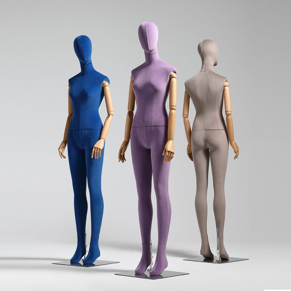 Full Body Female Mannequin Torso Display Dress Form Suede Velvet Mannequin  Torso Model For Clothing Display Wooden Hand Manikin Head For Wigs –  JELIMATE