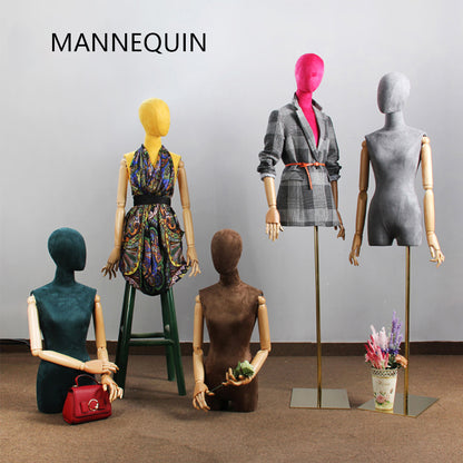 Jelimate Clothing Boutique Store Window Mannequin Torso Female,Adjustable Colorful Velvet Dress Form,Jewelry Clothing Display Model Manikin Torso with Wooden Arms