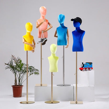 Jelimate Window Display Mannequin Torso Kid Dress Form,Colorful Velvet Dress Form Bust Model,Clothing Dress Form Baby Mannequin Dressmaker Dummy