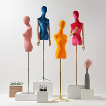 Lade das Bild in den Galerie-Viewer, Jelimate Clothing Shop Female Torso Mannequin Dress Form Colorful Velvet Mannequin Torso Display Mannequin Female Body Clothing Display Dummy Wig Head Manikin
