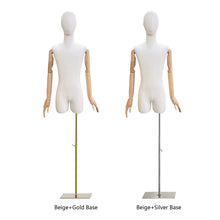 Load image into Gallery viewer, Jelimate Shop Window Adult Male Mannequin Torso Dress Form,Beige Natural Canvas Mannequin With Wooden Arms,Fashion Men Model Suit Clothing Display Dummy
