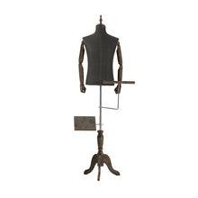 Lade das Bild in den Galerie-Viewer, Gray Male Half Body Dress Form Mannequin Torso with Wooden Hands Men Fabric Mannequin Stand Pant Shoe Bag Clothes Display Rack

