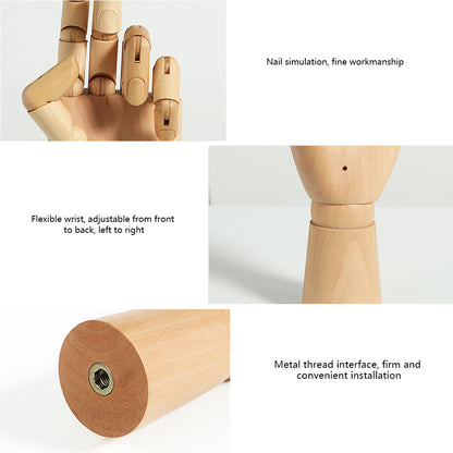 Jelimate Vintage Female Male Mannequin Hand Wooden Hands,Left Right Hand Model Wood Mannequin Hand,Movable Human Artist Manikin Hand,Shop Home Decor Gloves Ring Jewelry Display Hand Form