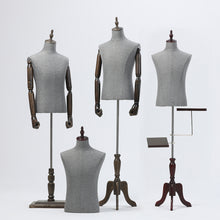 Load image into Gallery viewer, Male Half Body Display Dress Form , Fabric Mannequin Torso Dressmaker Stand , Necklace Neckties Shoe Pant Suit Clothing Mannequin Stand
