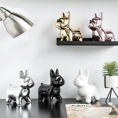 Jelimate Nordic Electroplating Dog Mannequin Pet Ornament Colorful Animal French Bulldog Puppy Piggy Bank European Luxury Living Room Study Hotel TV Wine Cabinet Office Home Decoration