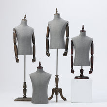 Load image into Gallery viewer, Male Half Body Display Dress Form , Fabric Mannequin Torso Dressmaker Stand , Necklace Neckties Shoe Pant Suit Clothing Mannequin Stand

