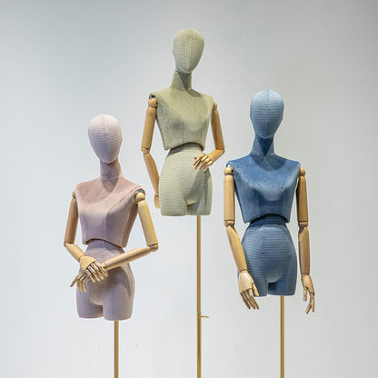 Jelimate Window Shop Display Mannequin Female Body,Colorful Velvet Mannequin Torso Stand,Sexy Waist Clothing Display Dress Form Manikin Head