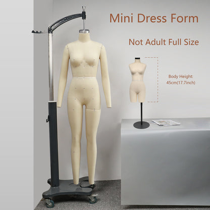 JELIMATE Female Half Scale Dress Form With Leg,Mini Sewing Lingerie and Corsets Mannequin For Sewing,Half Size Miniature Underwear Bust Form for Tailor,Not Adult Size Half Size Scale Form Size 34B