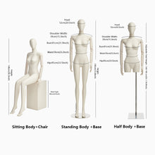 Load image into Gallery viewer, Luxury Half Full Body Female Mannequin Torso Display Dress Form Beige Bust Mannequin Torso Model Manikin Head for Wig Hat Holder Clothing Display Model
