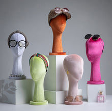 Load image into Gallery viewer, Jelimate Female Colored Velvet Mannequin Head Hat Sunglasses Scarf Jewelry Display Head Dress Form Manikin Head For Wigs
