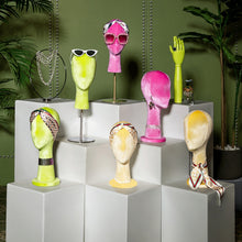 Load image into Gallery viewer, Jelimate Female Colored Velvet Mannequin Head Hat Sunglasses Scarf Jewelry Display Head Dress Form Manikin Head For Wigs
