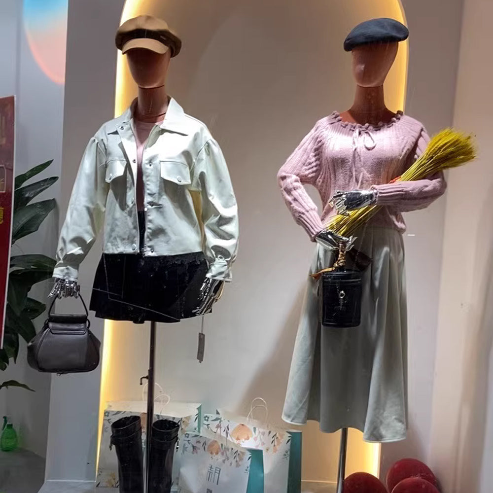 Jelimate Window Display Female Mannequin Upper Body,Silver Gold Mannequin Hand Manikin Head,Colorful Velvet Dress Form Clothing Display Dress Form