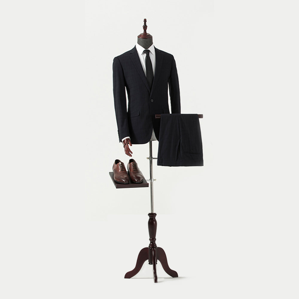 Gray Male Half Body Dress Form Mannequin Torso with Wooden Hands Men Fabric Mannequin Stand Pant Shoe Bag Clothes Display Rack