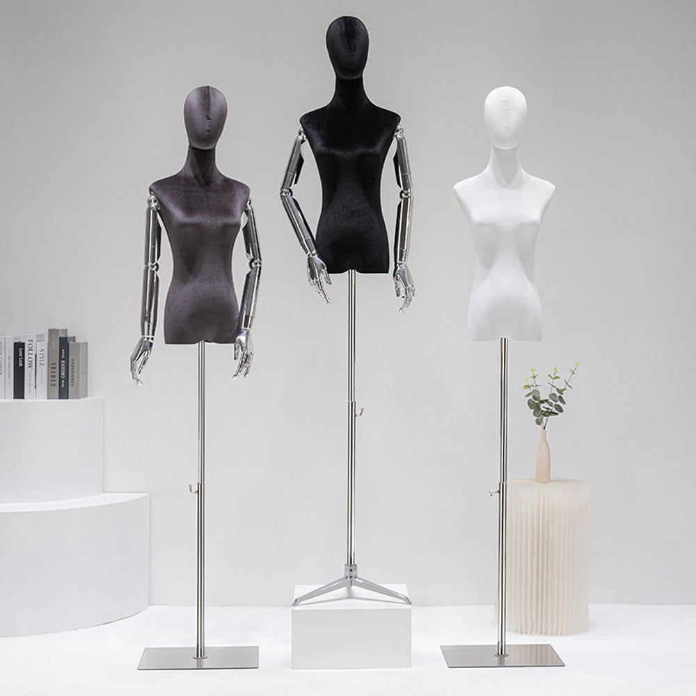Full Body Female Mannequin Torso Display Dress Form Suede Velvet