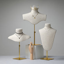 Load image into Gallery viewer, Necklace Mannequin Stand, Bust Dress Form With Adjustable Metal Base, Scarf Holder Upper Torso Mannequin Jewelry Display Bust
