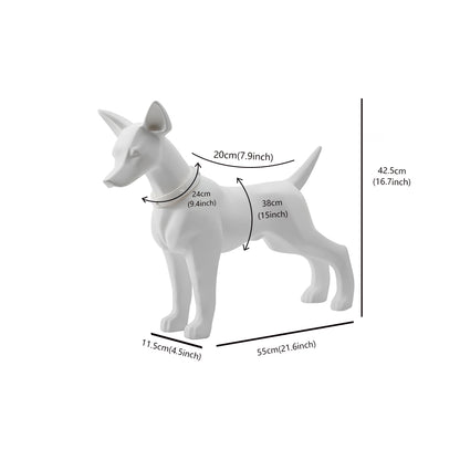 Jelimate Creative White Standing Posing Dog Mannequin European Dog Sculpture Desktop Crafts Dog Decoration Ornaments For Study Hotel Living Room Console Hallway Shop Office Wine Cabinet Home Decoration