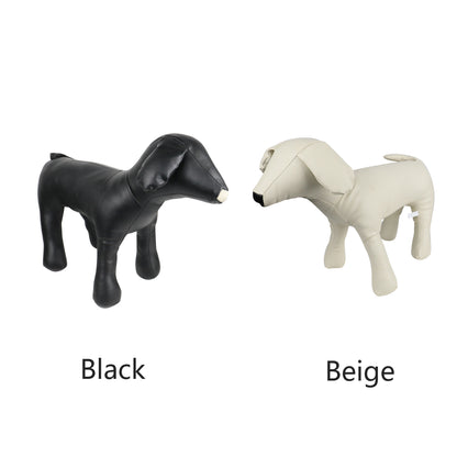 Jelimate Beige Black Leather Dog Mannequin Animal Sculpture Pet Dog Statue Dog Decoration Ornaments For Study Hotel Living Room Console Hallway TV Wine Cabinet Desktop Office Home Decoration Dog Model