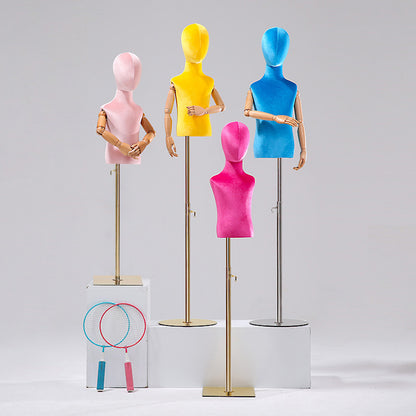 Jelimate Window Display Mannequin Torso Kid Dress Form,Colorful Velvet Dress Form Bust Model,Clothing Dress Form Baby Mannequin Dressmaker Dummy