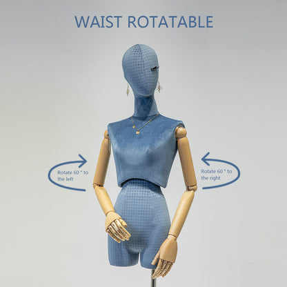 Jelimate Window Shop Display Mannequin Female Body,Colorful Velvet Mannequin Torso Stand,Sexy Waist Clothing Display Dress Form Manikin Head