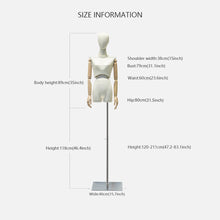 Load image into Gallery viewer, Jelimate Half Body Adult Female Mannequin Torso Display Wooden Arms Sexy Waist Linen Fabric Mannequin Stand Fashion Clothing Display Dress Form Display Dummy
