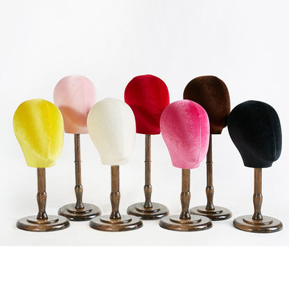 Female Colored Velvet Fabric Mannequin Head Hat Hair Jewelry Wig Display Head Mannequin Head Stand Head Block Manikin Head Kit