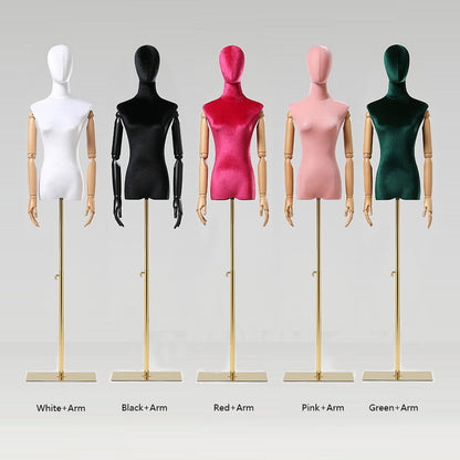 Jelimate Clothing Shop Female Torso Mannequin Dress Form Colorful Velvet Mannequin Torso Display Mannequin Female Body Clothing Display Dummy Wig Head Manikin