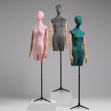 Load image into Gallery viewer, Half Body Female Display Dress Form Mannequin Upper Body Long Neck Velvet Mannequin Torso Dressmaker Dummy Manikin Head For Wigs Display Model Props
