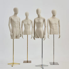 Laden und Abspielen von Videos im Galerie-Viewer, Jelimate Half Body Male Female Display Mannequin Dress Form,Ivory White Bust Mannequin Torso Display Dummy,Store Window Women Men Clothing Display Model
