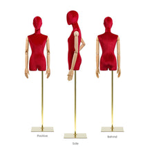 Load image into Gallery viewer, Luxury Half Body Female Display Dress Form Mannequin,Upper Body Velvet Mannequin Torso,Mannequin Head For Wigs,Clothing Display Model Props
