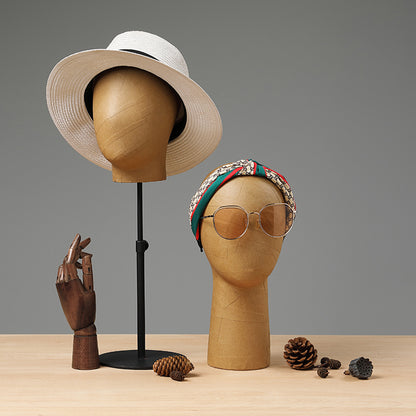 Jelimate Brown Kraft Paper Mannequin Head Dress Form,Wig Display Head Mannequin Jewelry Display Stand Sunglasses Holder,Wig Head Manikin Jewelry Ornaments Headband Headphone Scarf Hat Display Head Model