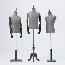 Load image into Gallery viewer, Male Half Body Display Dress Form , Fabric Mannequin Torso Dressmaker Stand , Necklace Neckties Shoe Pant Suit Clothing Mannequin Stand
