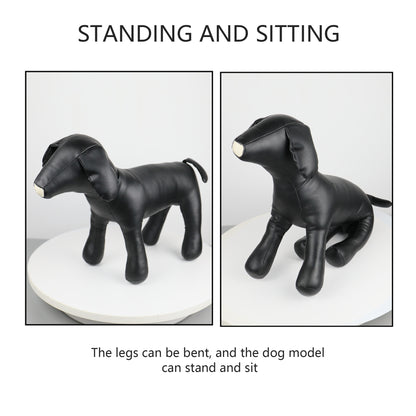 Jelimate Beige Black Leather Dog Mannequin Animal Sculpture Pet Dog Statue Dog Decoration Ornaments For Study Hotel Living Room Console Hallway TV Wine Cabinet Desktop Office Home Decoration Dog Model