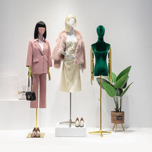 Load image into Gallery viewer, Jelimate Colorful Velvet Display Mannequin Torso Female,Velvet Dress Form With Gold Silver Hand,Window Display Wedding Dress Clothing  Dress Form
