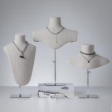 Lade das Bild in den Galerie-Viewer, Necklace Mannequin Stand, Bust Dress Form With Adjustable Metal Base, Scarf Holder Upper Torso Mannequin Jewelry Display Bust
