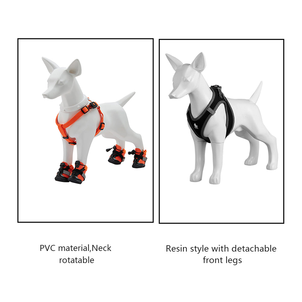 manichino per cani bianco in piedi moda animale modello di cane da compagnia con collare per cani negozio di decorazioni per la casa per interni ed esterni display ornamento per cani