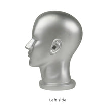 Load image into Gallery viewer, Silver Male Head Mannequin Stand Earphone Earplug Mask Helmet Sunglasses Holder Male Face Head Dress Form for Hat Fashion Wig Head Model
