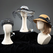 Load image into Gallery viewer, Jelimate Full Pinnable Linen Lace Velvet Mannequin Head Form,Wig Head Mannequin Dress Form,Jewelry Headband Hat Display Head Manikin
