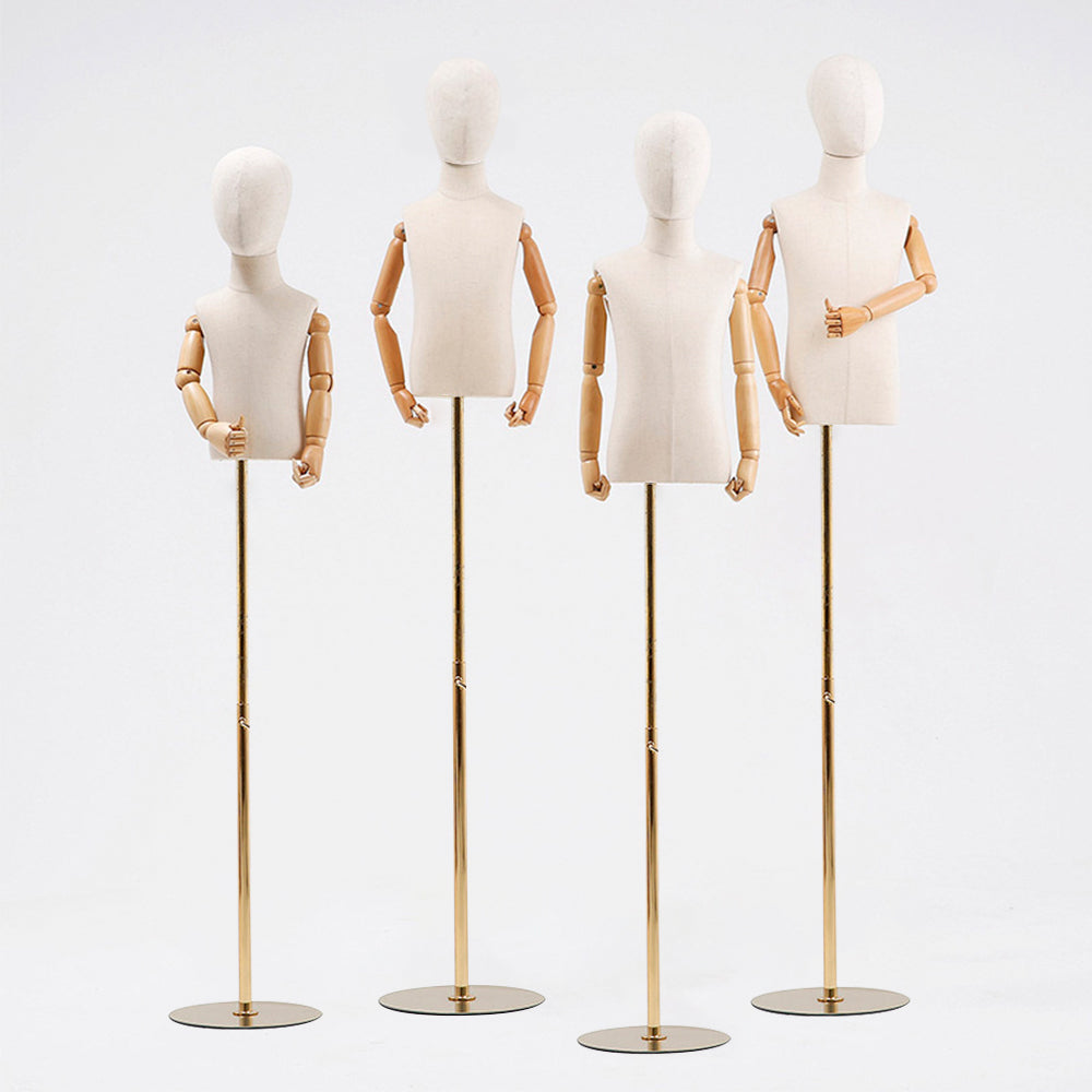 Jelimate Luxury Beige Microfiber Male Female Mannequin Head Dress Form,Headband Sunglasses Hat Display Head Mannequin With Gold Round Base,Wig Store Wig Display Head Display Model Props