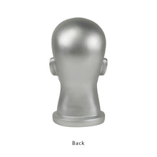 Load image into Gallery viewer, Silver Male Head Mannequin Stand Earphone Earplug Mask Helmet Sunglasses Holder Male Face Head Dress Form for Hat Fashion Wig Head Model
