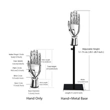 Load image into Gallery viewer, Jelimate Silver Gold Mannequin Hand Form,Plate Chrome Golden Hand Mannequin Stand,Sunglasses Hat Jewelry Display Hand Model
