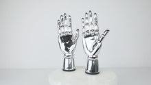 Load and play video in Gallery viewer, Jelimate Silver Gold Mannequin Hand Form,Plate Chrome Golden Hand Mannequin Stand,Sunglasses Hat Jewelry Display Hand Model
