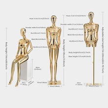 Load image into Gallery viewer, Jelimate Luxury Chrome Gold Standing Sitting Female Mannequin Full Body,Half Body Women Torso Dress Form,Wedding Dress Clothing Display Dress Form
