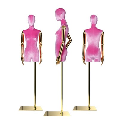 Jelimate Luxury Half Body Female Display Dress Form,Colorful Velvet Mannequin Torso,Window Display Gold Mannequin Hand,Manikin Head For Wig